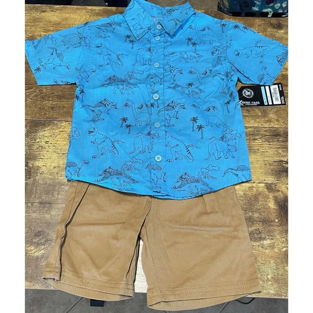 Street Rules Boys 2-Piece Set Shirt, Shorts Sz 4T Sz 4 Toddler Back To School